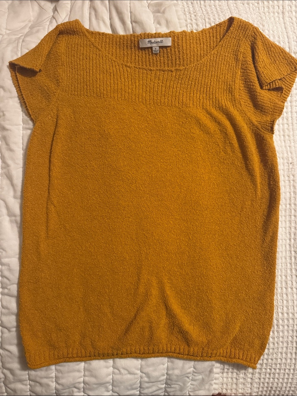Madewell Mustard Short Sleeve Knit Top